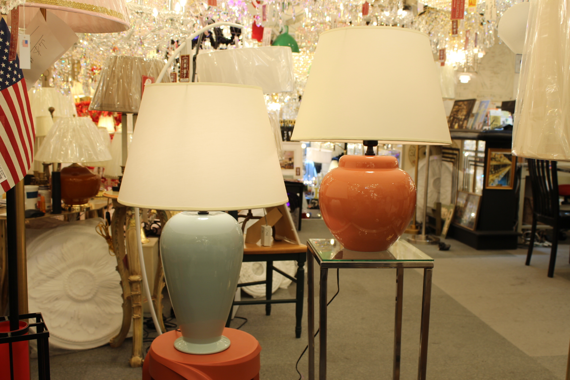 河原郁子NY・シャンデリア東京でお持ち込みのランプ・ランプシェードを修復した実際の画像