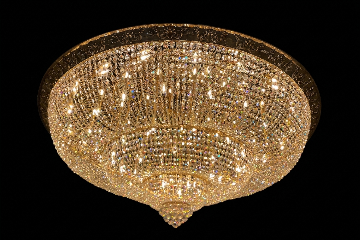 河原郁子NYシャンデリアが実際にカスタムメイド特注製作した高級クリスタルガラスの超大型シャンデリアの画像